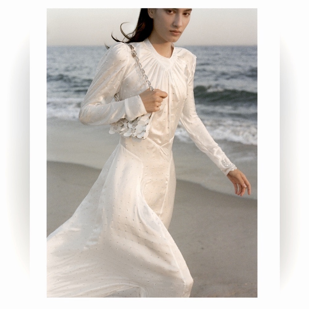 Paco Rabanne NWT white sequin robe long dress - designer dress size 38